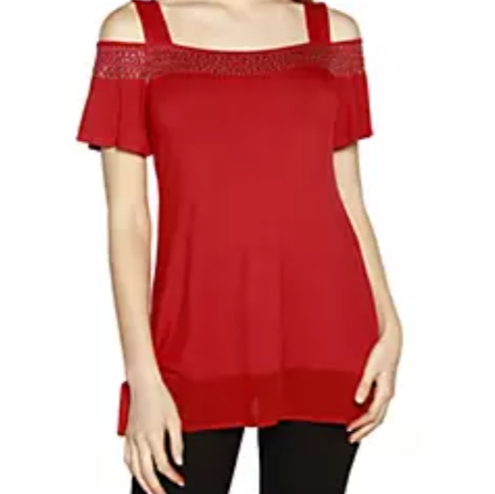 NWT Embellished Cold Shoulder Top